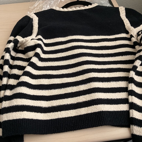 J.Crew Odette Sweater Lady Jacket in Black Muslin Striped Boucher Cardigan - Picture 3 of 10